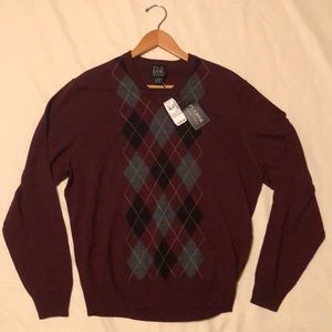 NWT Jos. A. Bank burgundy sz small v-neck sweater